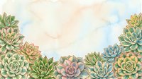 Watercolor succulent plants arranged in a row on isolated white background, perfect for botanical designs, home decor, and creative projects.
