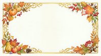 Autumn harvest frame with pumpkins, apples, berries, and fall foliage on cream background. Ornate gold border with decorative corners. Seasonal design for invitations, cards, and autumn celebrations.