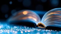 Open book with glowing pages on dark background with magical bokeh lights and sparkles creating dreamy atmosphere for reading and education concepts.