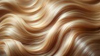 Luxurious wavy blonde hair texture with natural highlights and lowlights creating flowing curves and undulating patterns. Macro close-up view of shiny healthy hair strands.