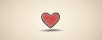 Red sketched heart floating with shadow on beige background, hand drawn style doodle for Valentine's Day cards, romantic messages and love declarations.