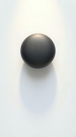 Glossy black sphere with soft shadow on white background, isolated for design, web, and graphic projects.