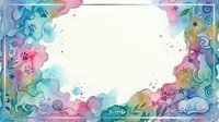 Watercolor floral border frame with vibrant blue pink purple flowers and leaves on white background for wedding invitations greeting cards design.
