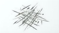 Abstract black ink brush strokes creating dynamic intersecting lines and splatters on white background for modern artistic design projects.
