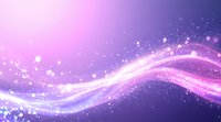 Magical glowing pink and purple waves with sparkling particles flowing in space, creating ethereal light trails against dark background.