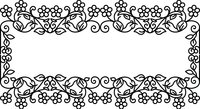Ornate decorative border frame with floral vine pattern and small flowers on transparent background ready for design projects and invitations.