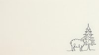 Minimalist line drawing of a moose standing beside a coniferous tree on neutral background. Suitable for winter wildlife designs, nature-themed graphics, and rustic decor projects.