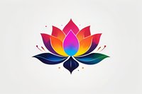 Vibrant rainbow lotus flower with gradient petals on white background, spiritual symbol for meditation and wellness practices, isolated design element.