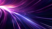 Abstract dynamic light trails in purple and blue colors creating futuristic motion effect against dark background, suitable for technology and innovation concepts.