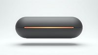 Isolated dark gray rounded capsule button with orange horizontal line accent on white background, ready for web and app design use.