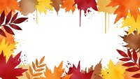 Autumn leaves frame with paint drips and splatters on white background. Fall foliage border design for seasonal decorations and greeting cards.