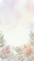 Soft watercolor floral background with gold line art flowers and pastel leaves, offering copy space for wedding, greeting card or social media.