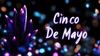 Cinco De Mayo celebration background with purple cactus and festive bokeh lights for Mexican holiday party decorations and cultural events.