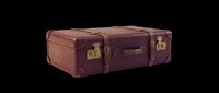 Vintage brown leather suitcase with brass clasps, isolated on transparent background. Ready for travel, retro, and adventure designs on stickers, t-shirts, and print on demand.
