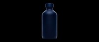 Dark blue glass bottle with cap isolated on transparent background, ready for product design, packaging mockups, e-commerce, print-on-demand, and sublimation projects.