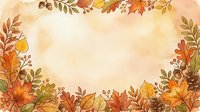 Autumn leaves frame with warm orange, yellow and brown foliage border on textured background for seasonal designs and fall decorations.