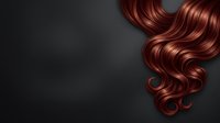 Luxurious copper-toned wavy hair flowing against dark background, showcasing glossy texture and volume for beauty, cosmetics, and haircare product marketing campaigns.
