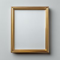 Elegant gold picture frame on light gray wall, isolated and ready for artwork or photography display.