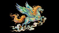 Colorful winged horse with flowing mane and ornate details, isolated on transparent background. Great for t-shirt design, stickers, clipart, sublimation, print on demand.