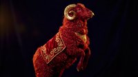 Majestic red rooster with ornate golden decorative patterns and intricate details against dark background for luxury design projects and festive celebrations.