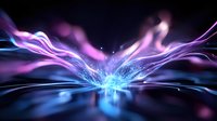 Abstract energy burst with flowing light streams in purple and blue colors creating dynamic motion effects on dark background for digital art projects.