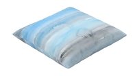 Soft blue and gray striped decorative pillow with watercolor texture, isolated on white background for home decor, interior design, and furniture styling projects.