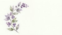 Watercolor floral branch with purple berries and green leaves on white background, soft botanical art for cards, invitations, and decor.