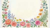Watercolor floral border frame with roses, peonies, lavender, and ferns on white background, perfect for wedding invitations and greeting cards.