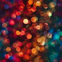 Festive bokeh lights creating magical atmosphere with red, orange and teal circular blurs on dark background. Abstract holiday lighting effect for seasonal designs.