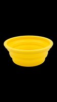 Bright yellow plastic bowl isolated on transparent background, ready for design use on t-shirts, clipart, stickers, print-on-demand products and sublimation projects.