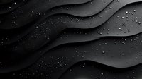 Dark wavy layers with water droplets create dramatic abstract background with dynamic flowing curves and deep shadows. Monochromatic design for luxury branding.
