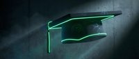 Futuristic green glowing spaceship with sleek design flying through dark space with stars, sci-fi spacecraft concept for gaming and entertainment projects.