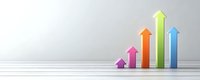 Colorful ascending arrows showing growth trend on white background with copy space, business success concept visualization for presentations and reports.