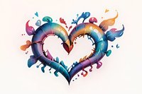 Artistic heart shape with vibrant gradient colors and flowing decorative elements perfect for Valentine's Day cards, wedding invitations, or romantic design projects.
