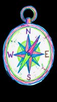 Colorful compass rose with cardinal directions isolated on transparent background, ready for t-shirts, clipart, stickers, sublimation and print-on-demand designs.