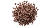 Crushed cocoa nibs pile isolated on white background for baking, chocolate making and healthy snacking applications.
