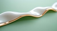 Elegant white and gold wavy line on mint green background creates minimalist modern design composition with soft flowing curves and metallic accent.