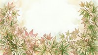 Colorful autumn maple leaves in shades of red, pink, and green frame the bottom and sides of a soft, cream-colored background, creating a natural border design suitable for seasonal invitations and fall-themed projects.