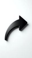 Black curved arrow pointing upward right on white background, isolated design element for web, app, and marketing materials.