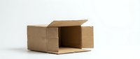 Open brown cardboard shipping box isolated on white background ready for packaging and delivery services.