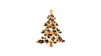 Stylish leopard print Christmas tree with gold star topper on white background, trendy holiday design element.