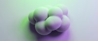 Cluster of soft gradient spheres transitioning from green to purple with glowing neon effects, isolated on neutral background for design and digital art projects.