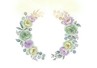 Delicate watercolor floral wreath with mint green and lavender roses, eucalyptus leaves, and pastel accents on soft cream background.