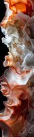 Abstract fluid art in orange and white tones with flowing waves and organic shapes creating dynamic movement against black background. Suitable for luxury interior design.