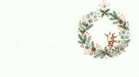 Festive wreath with deer, evergreen branches, and gold bow on isolated white background, ready for holiday greeting cards, invitations, and seasonal design projects.