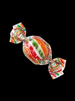 Colorful wrapped candy with twisted paper ends isolated on transparent background, ready for clipart, t-shirt design, stickers, print-on-demand products, and sublimation projects.