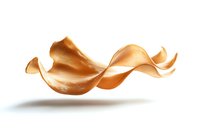 Floating dried autumn leaf with elegant curves and natural flowing shape cast shadow on white background, isolated botanical element for design use.
