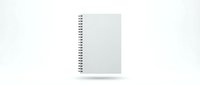 Blank white spiral notebook with metal binding isolated on white background for mockup and design projects.
