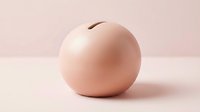 Pink ceramic piggy bank on soft pastel background for savings and financial planning concepts in minimalist style.