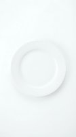 Empty white ceramic plate on light background for food presentation and culinary design projects.